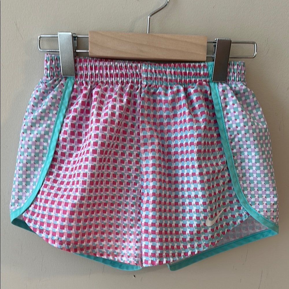 Nike Girls Pink and Teal Colorful Athletic Shorts Dri Fit Size 6X